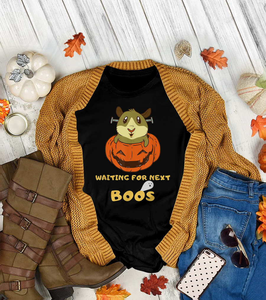 Waiting For Next Boos Halloween Guinea Pig in Pumpkin T-Shirt