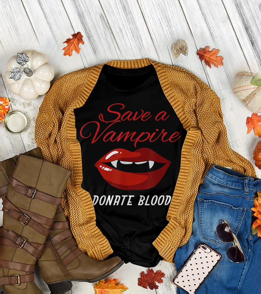 Save a Vampire Donate Blood Halloween T-Shirt