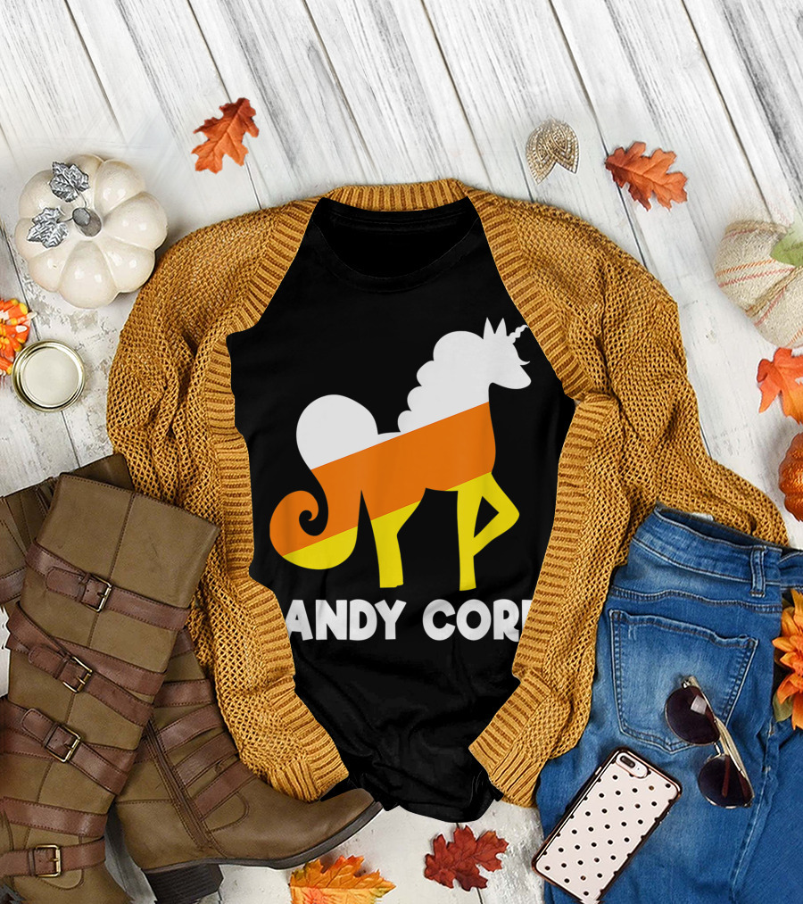 Candy Corn Halloween Unicorn Funny Kids Teacher T-Shirt