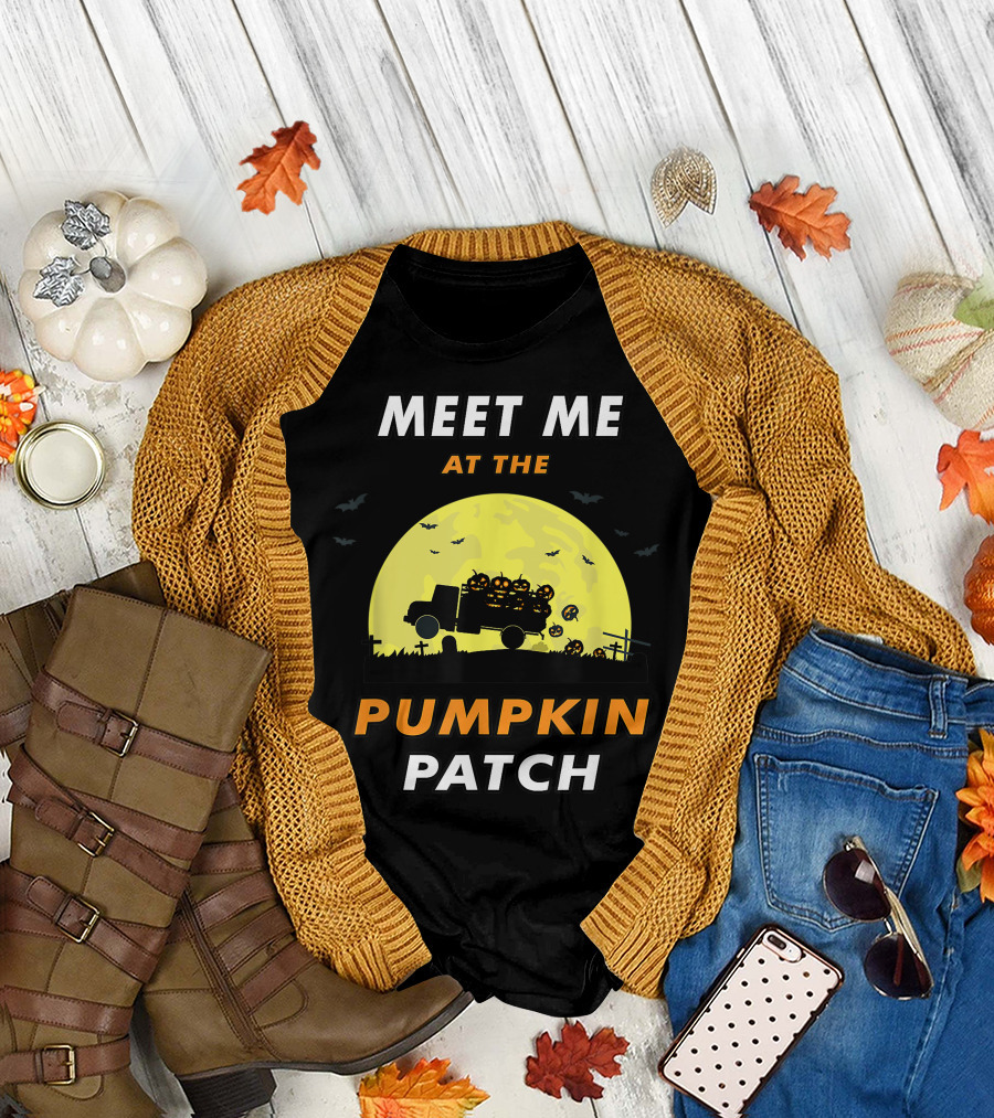 MEET ME AT THE PUMPKIN PATCH Halloween Moon Bats Truck T-Shirt