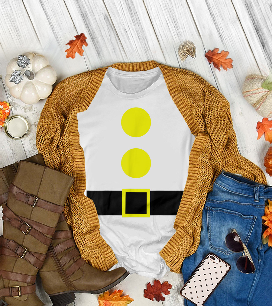 Belt and Buttons Adult Kids Family NS Group Yellow Santa Costume T-Shirt