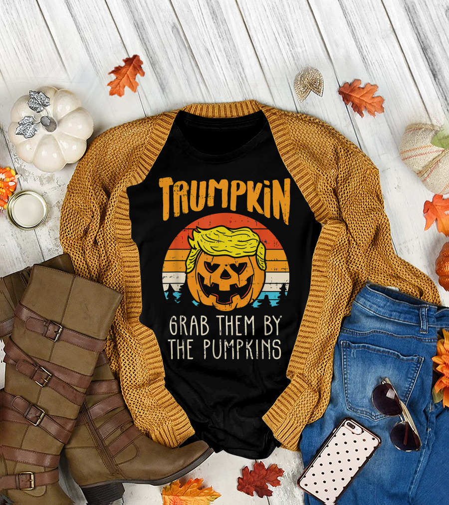 Trumpkin Grab Them by the Pumpkins Funny Donald Trump Halloween T-Shirt