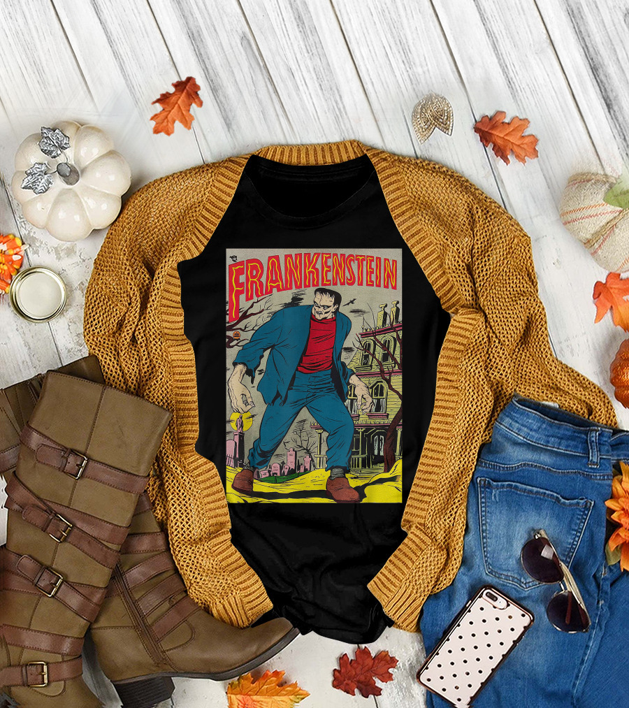Frankenstein Classic Monster Horror Comic Book Vintage Cover T-Shirt