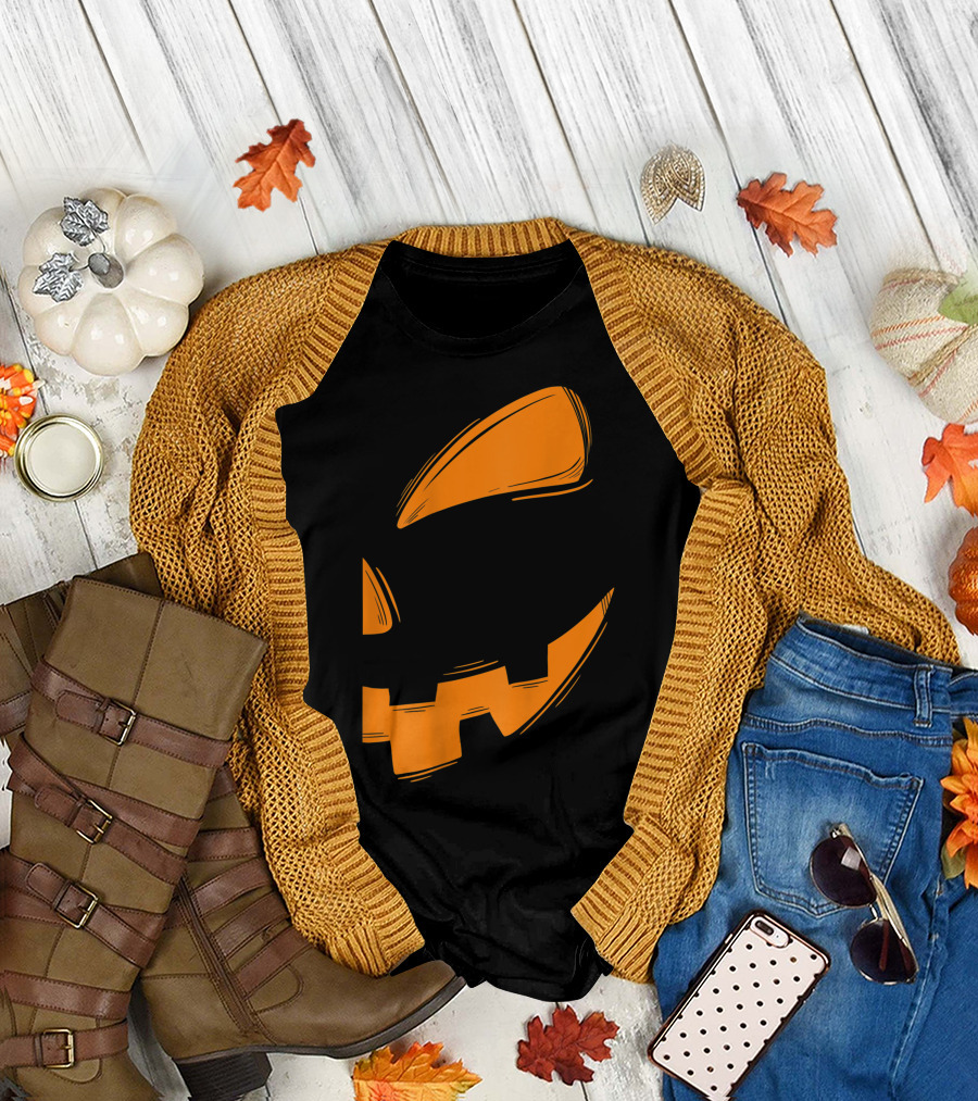 Family Couples Matching Halloween Jack O Lantern Face T-Shirt