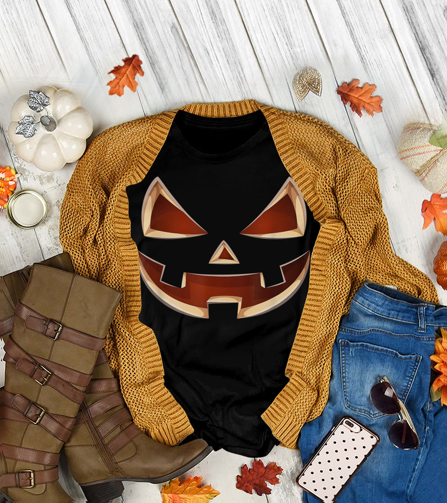 Funny Pumpkin Face for Halloween Jack O'Lantern Grin T-Shirt