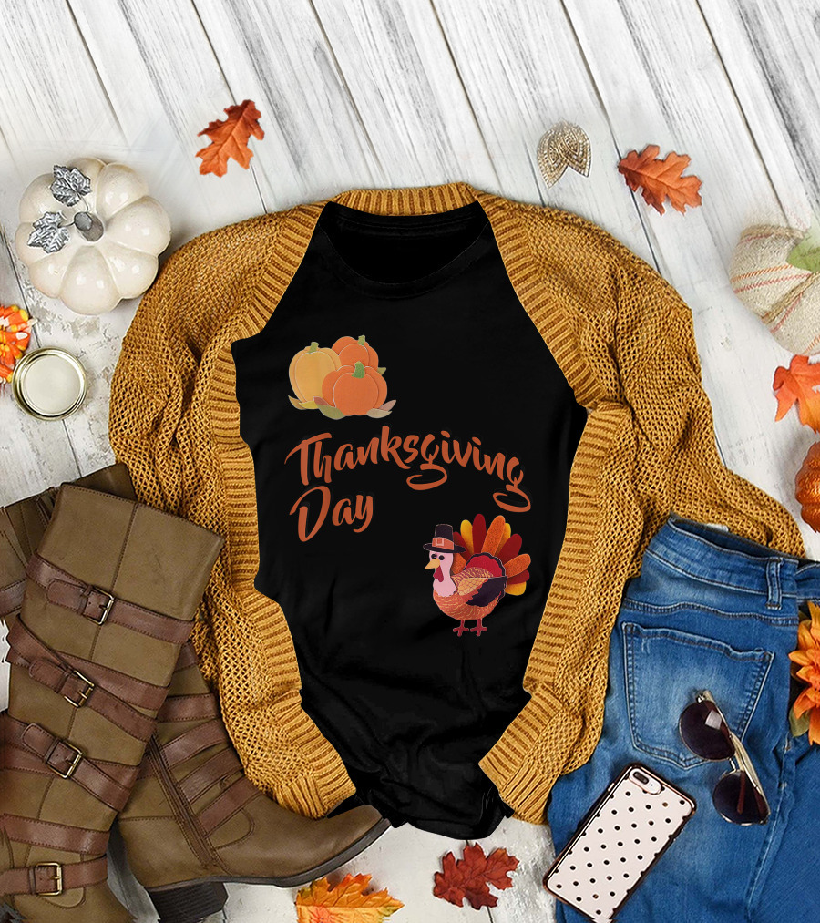 Thanksgiving Day Pumpkin Turkey Feast T-Shirt