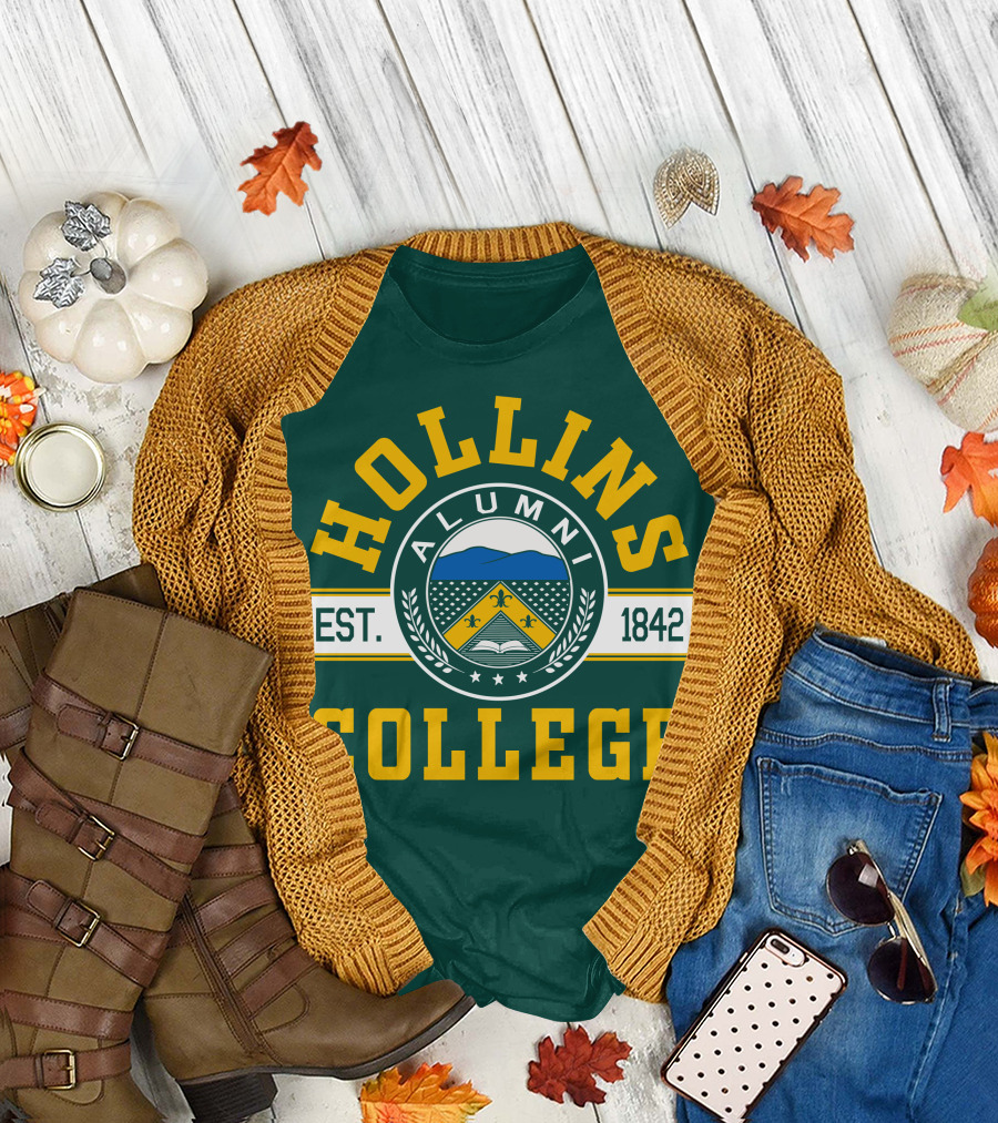 Hollins College Alumni Est. 1842 Fleur-de-lis and Mountain Emblem T-Shirt