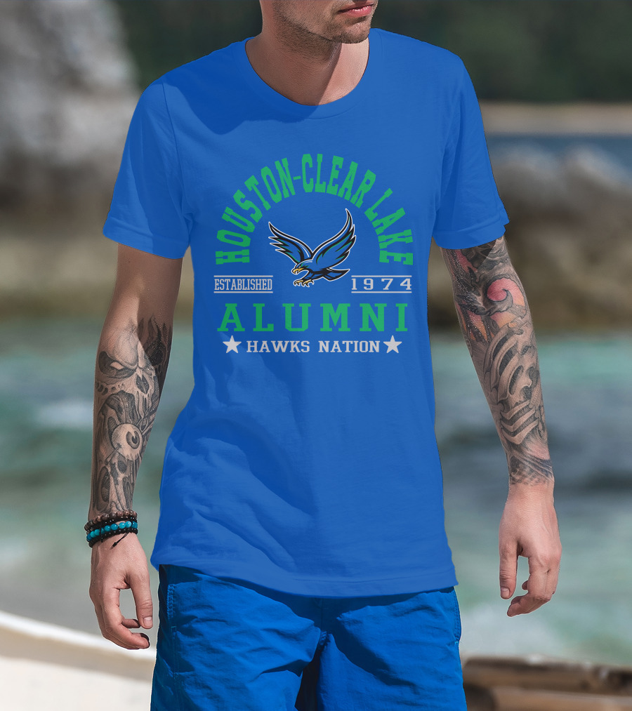 Houston-Clear Lake Alumni Established 1974 Hawks Nation T-Shirt