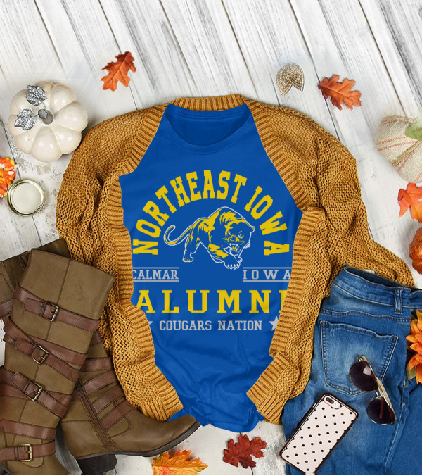 Northeast Iowa Calmar Iowa Alumni Cougars Nation T-Shirt