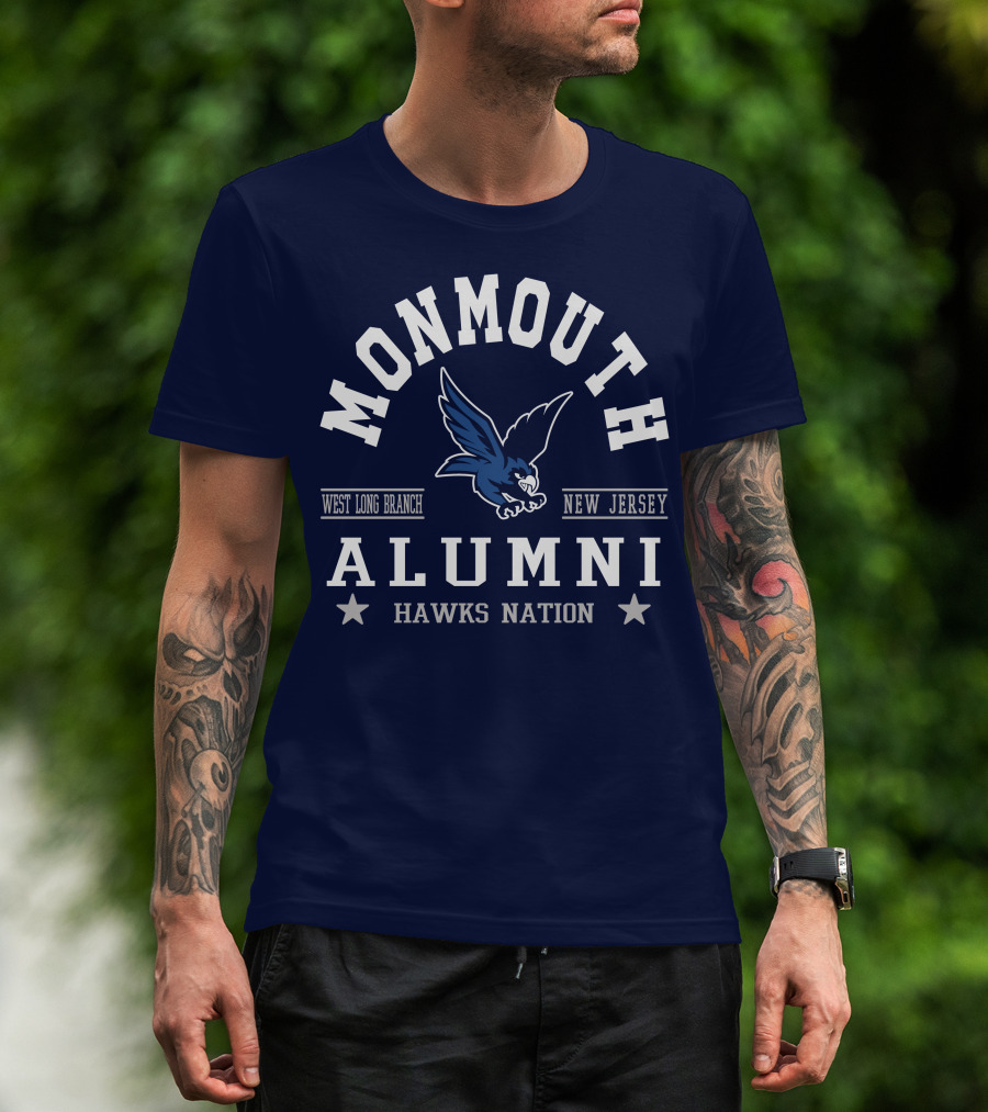 Monmouth College Alumni Hawks Nation West Long Branch New Jersey T-Shirt