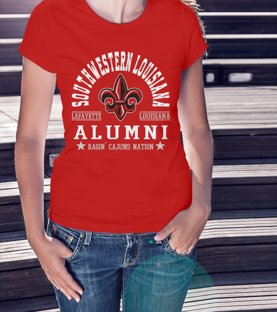 Southwestern Louisiana Alumni Ragin' Cajuns Nation Fleur-de-Lis Lafayette T-Shirt