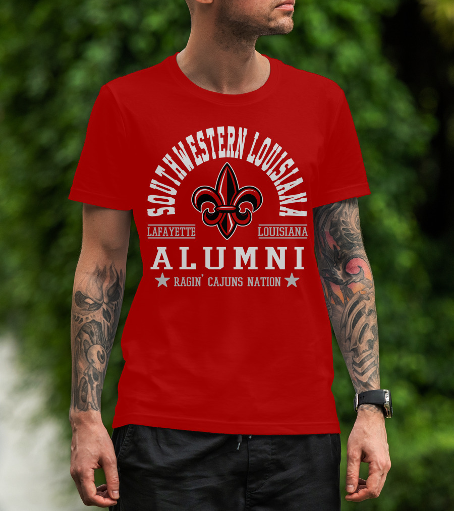 Southwestern Louisiana Alumni Ragin' Cajuns Nation Fleur-de-Lis Lafayette T-Shirt