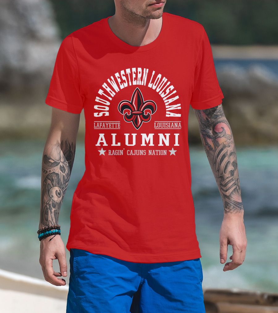 Southwestern Louisiana Alumni Ragin' Cajuns Nation Fleur-de-Lis Lafayette T-Shirt