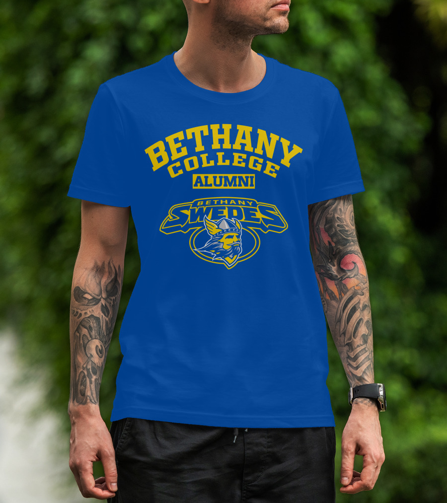 Bethany College Alumni Bethany Swedes Logo Viking Helmet T-Shirt