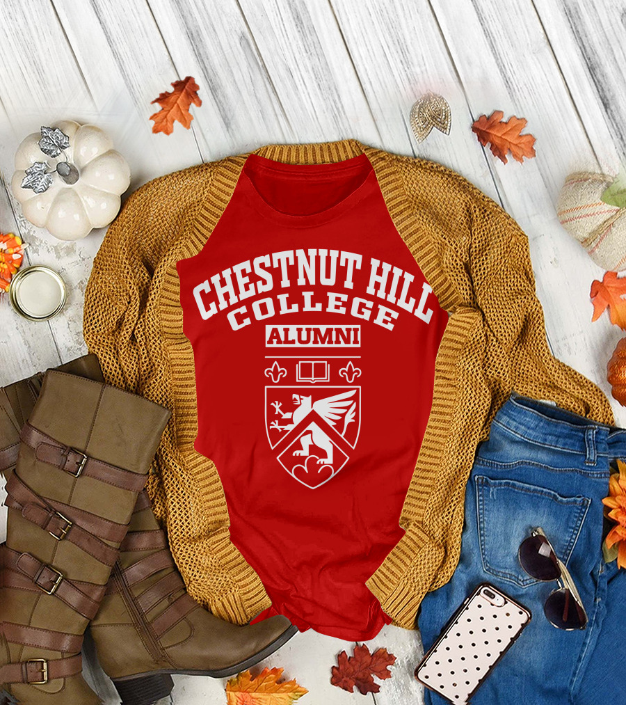 CHC Alumni Chestnut Hill College Crest Griffin Book Fleur-de-lis T-Shirt