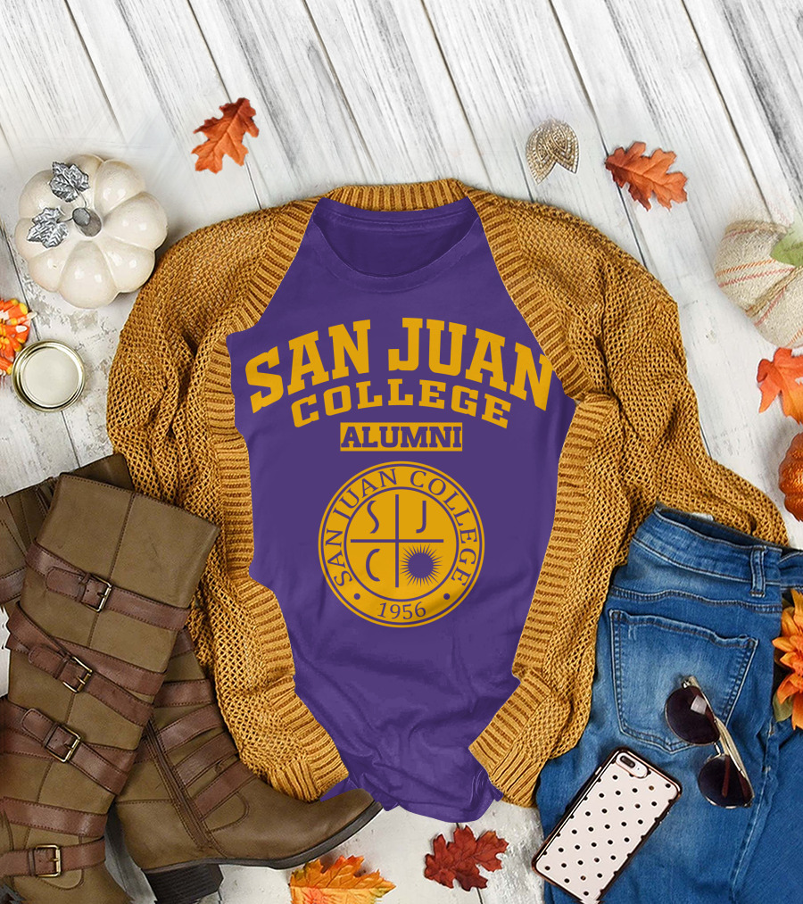 San Juan College Alumni 1956 SJC Emblem Purple Gold T-Shirt