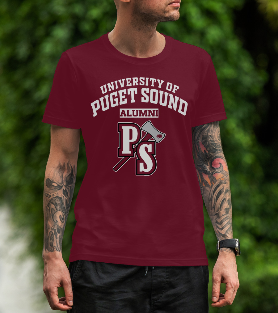 University Of Puget Sound Alumni PS Logo Axe T-Shirt