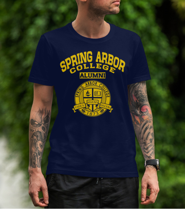 Spring Arbor College Alumni Fides Vivens Discens 1873 Seal T-Shirt