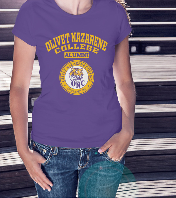 Olivet Nazarene College Alumni Tiger ONC Established 1907 Purple Yellow T-Shirt