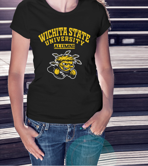 Wichita State University Alumni WSU Logo With WuShock Mascot T-Shirt