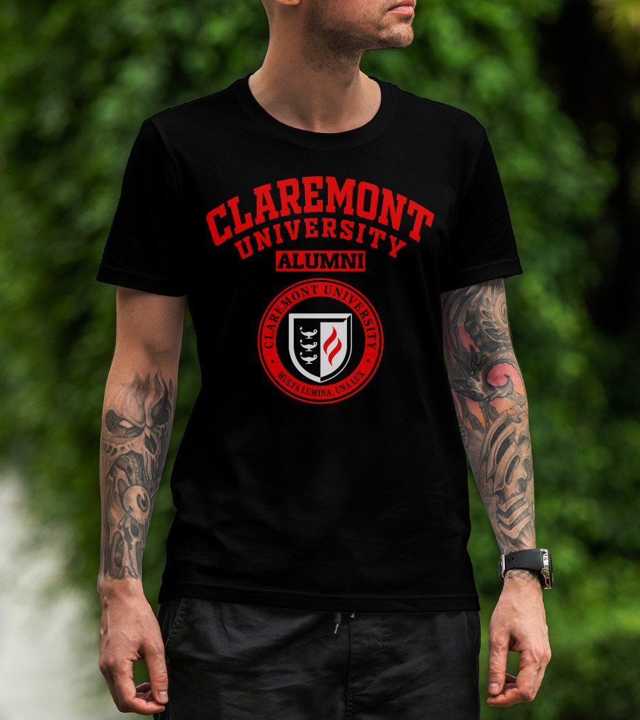 Claremont University Alumni Multa Lumina Una Lux Shield T-Shirt
