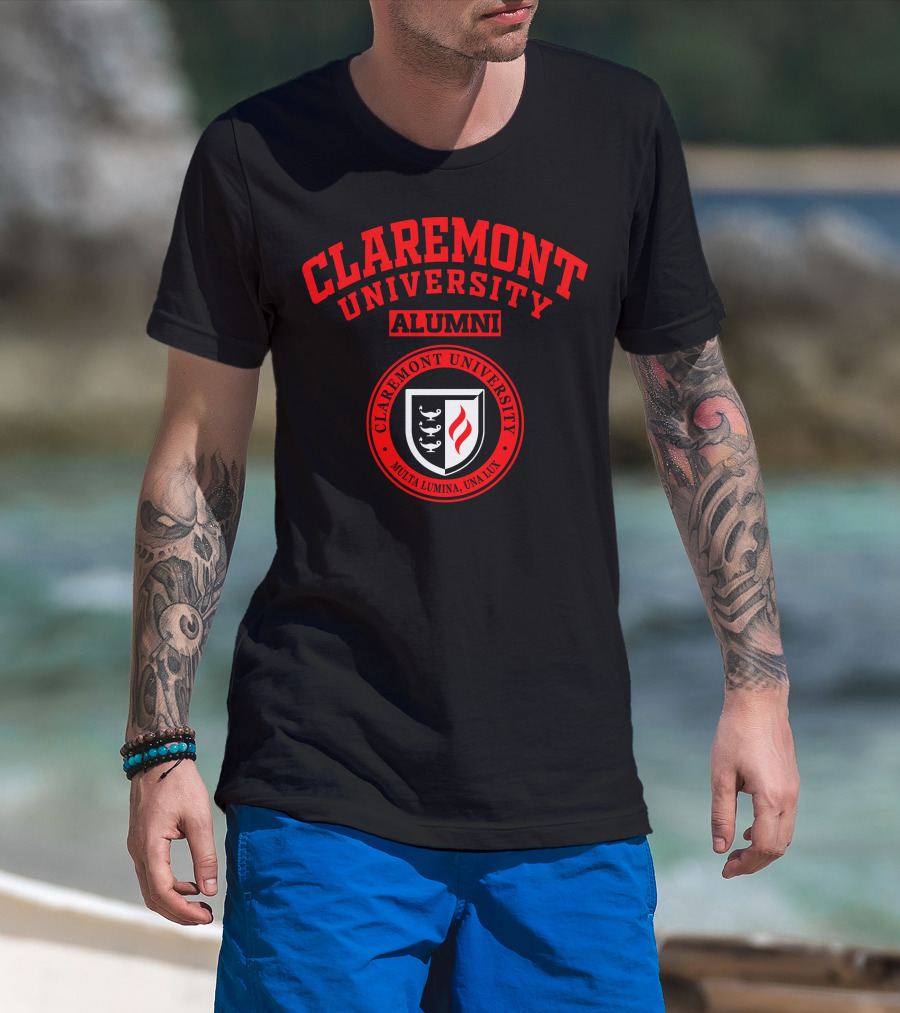 Claremont University Alumni Multa Lumina Una Lux Shield T-Shirt