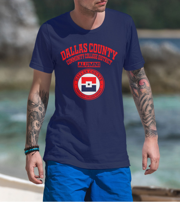 Dallas County Community College District Alumni Red And Navy Star Emblem T-Shirt