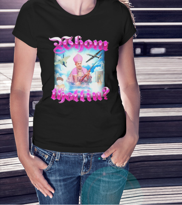 Whom Thottin Priest Holding Rifle With Airplanes And Clouds T-Shirt