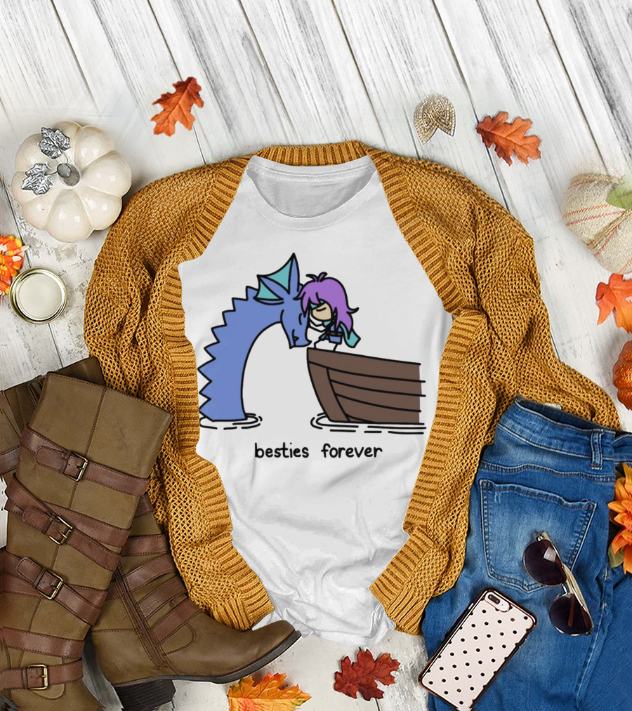 Kimchichickenbeer Faris and Syldra Besties Forever Best Friends with Dragon and Boat Scene T-Shirt
