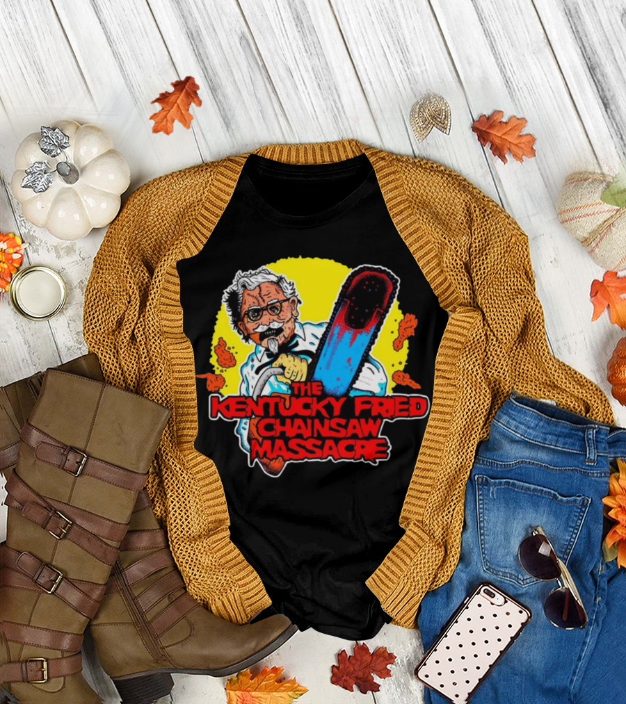 Colonel Sanders Chainsaw Parody Horror Crossover T-Shirt