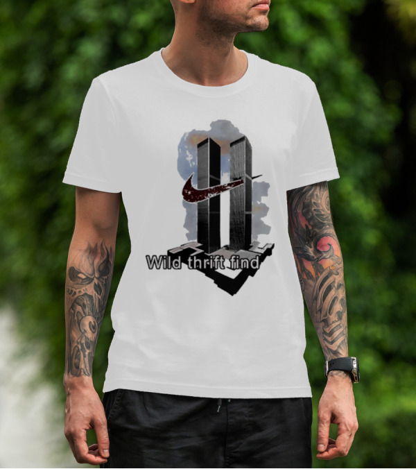 Wild Thrift Find Twin Towers Swoosh T-Shirt