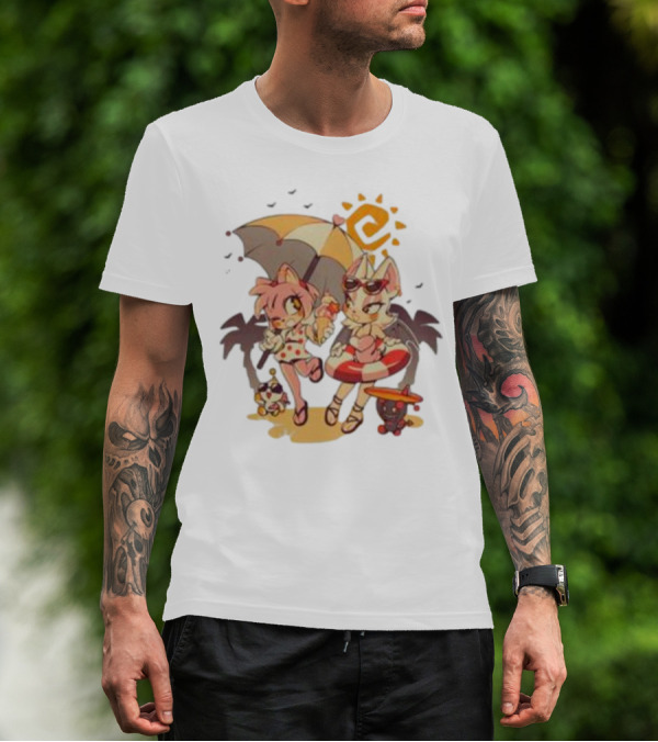 The Yetee Merch Door Into Summer With Cute Beach Characters And Umbrella T-Shirt
