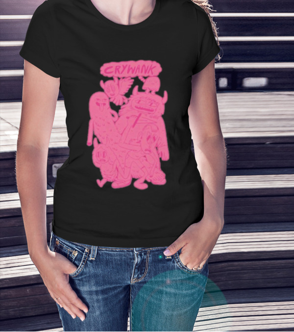 Crywank Cartoon Characters Art Pink T-Shirt
