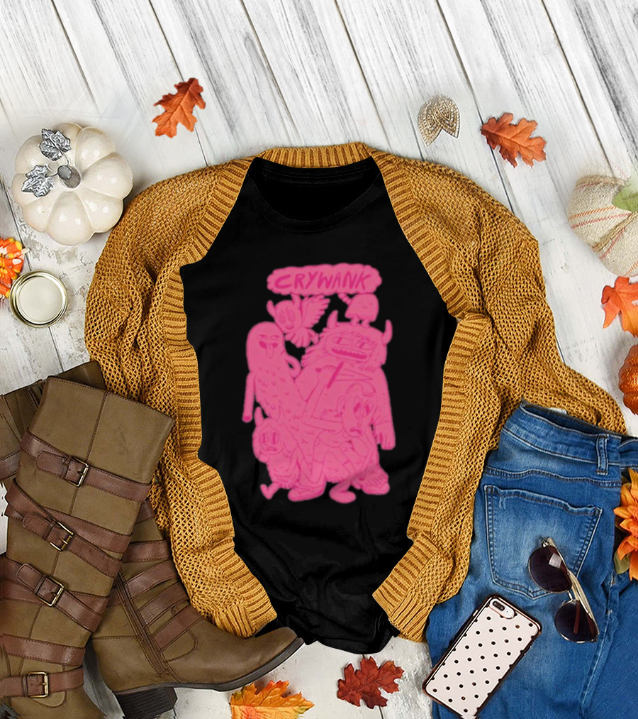 Crywank Cartoon Characters Art Pink T-Shirt