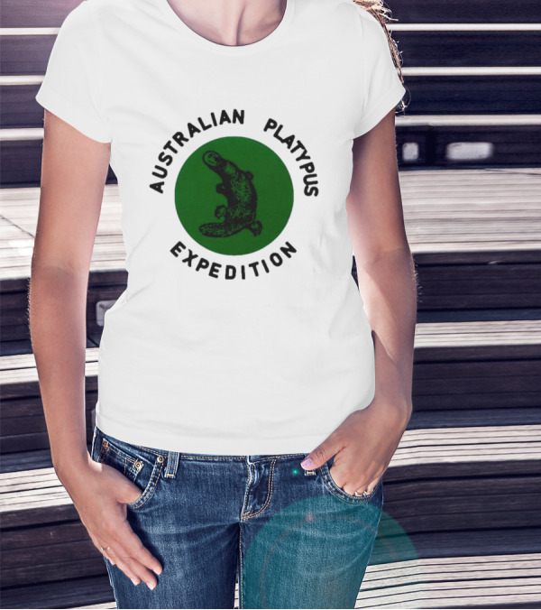 Australian Platypus Expedition Black Circle With Green Interior T-Shirt