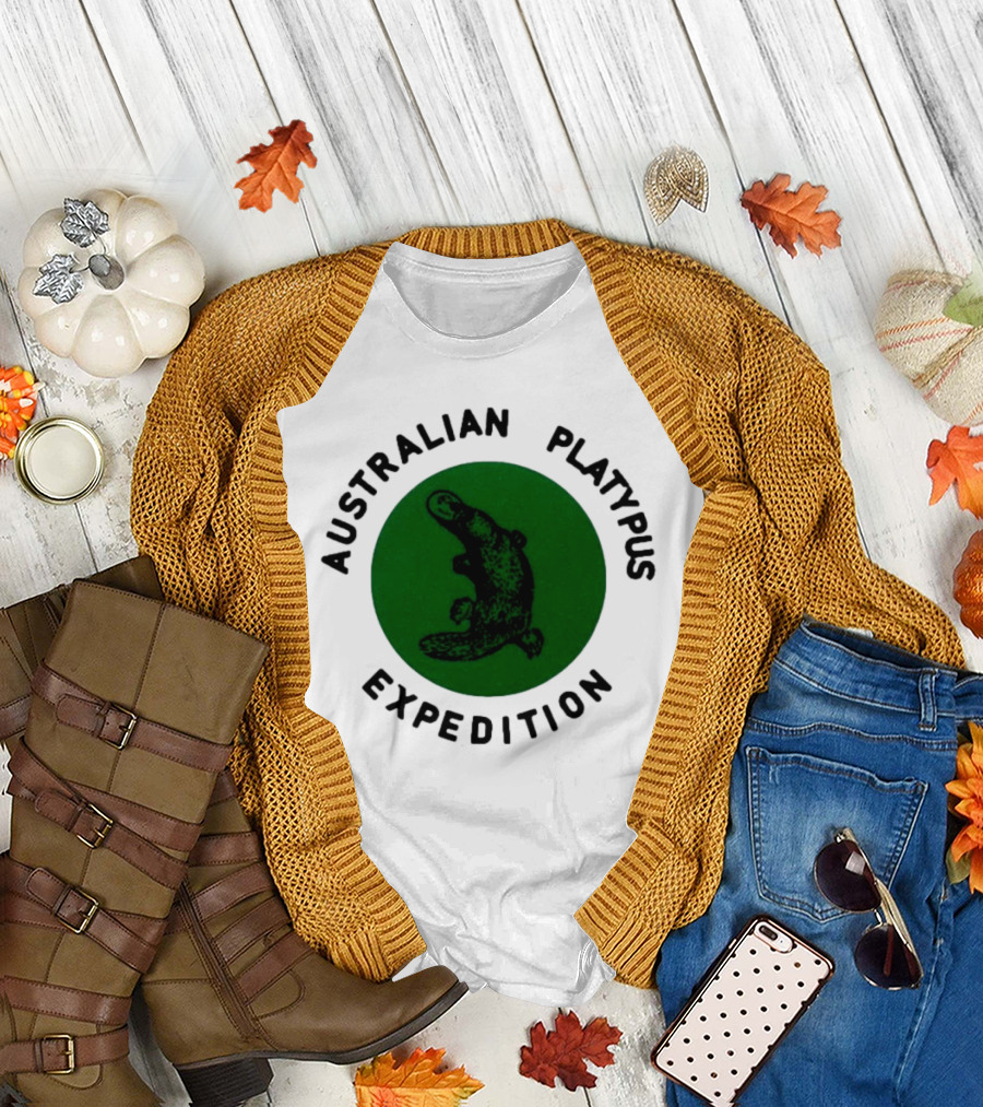 Australian Platypus Expedition Black Circle with Green Interior T-Shirt