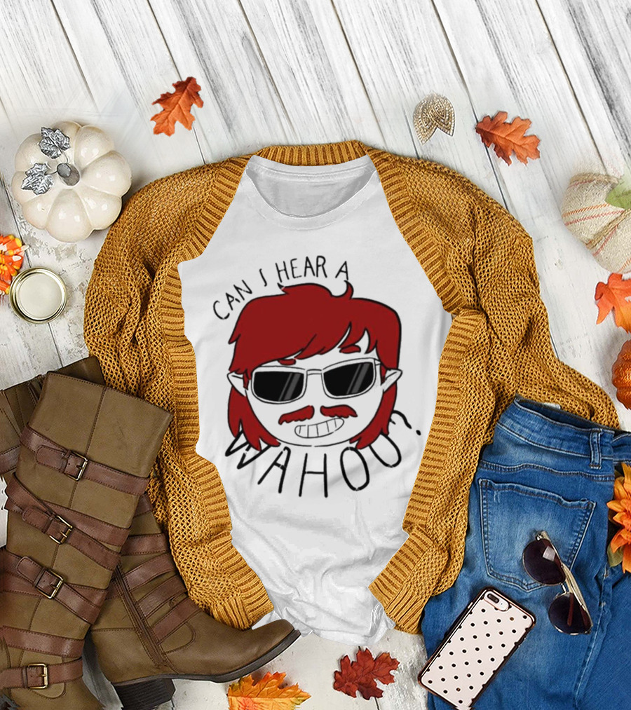 Can I Hear A Wahoo Red-Haired Character with Sunglasses T-Shirt