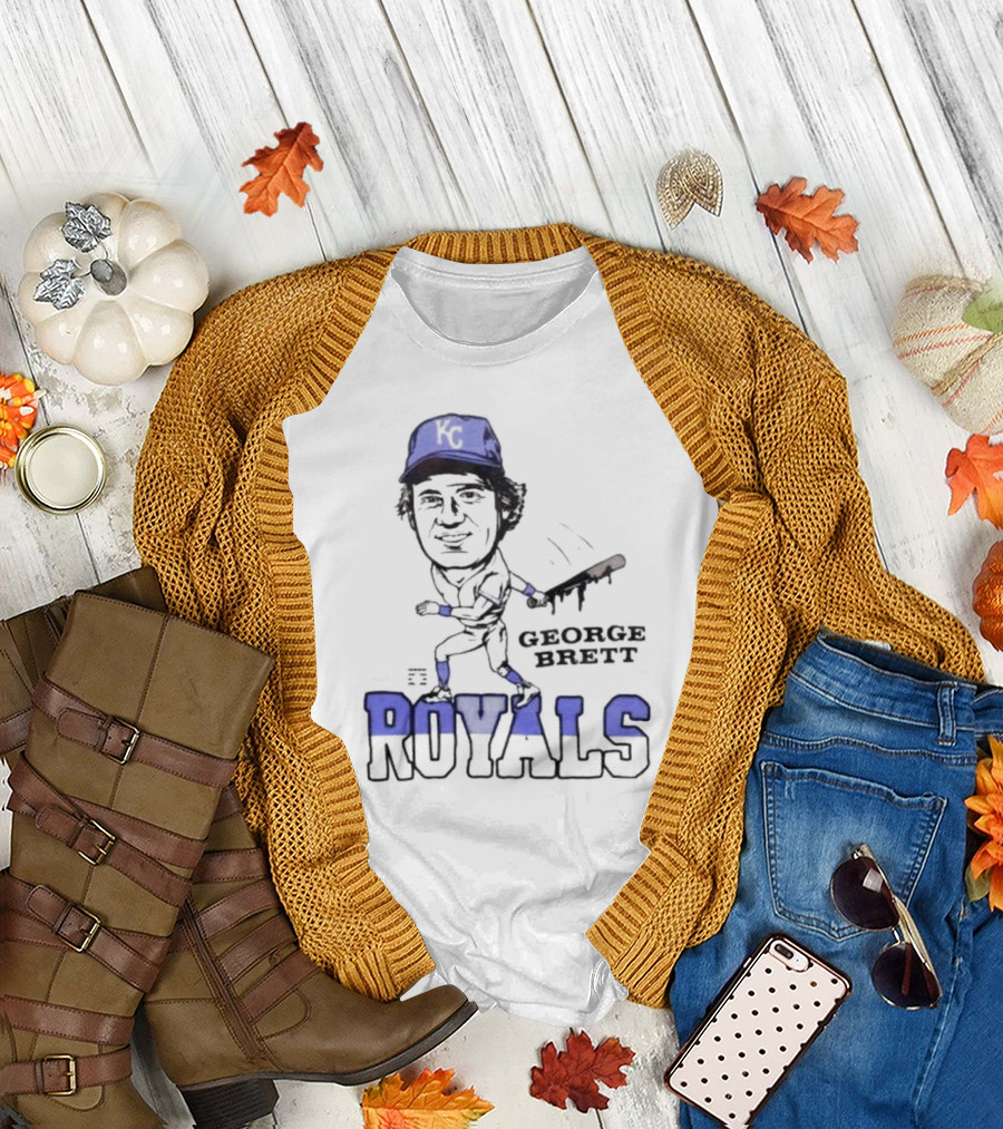 Royals Baseball George Brett KC Blue Cap T-Shirt
