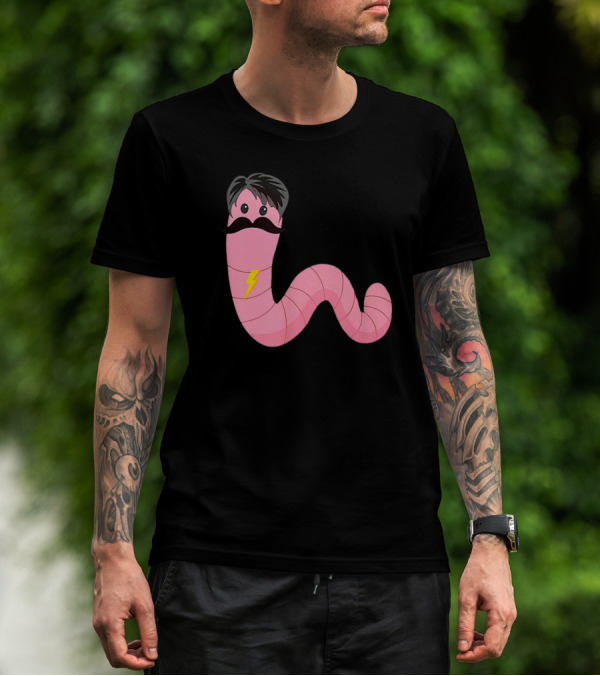 Worm With A Mustache James Tom Ariana Reality Lightning Bolt T-Shirt