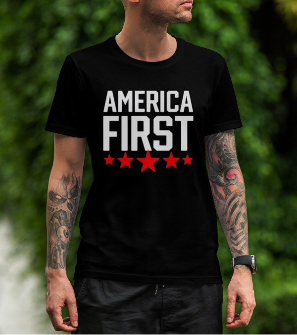 Scott Presler Wearing America First Red Stars T-Shirt