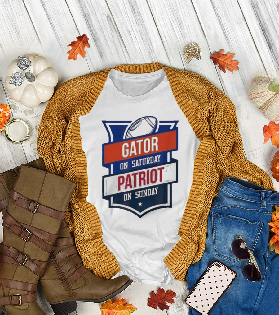 Gator On Saturday Patriot On Sunday Football Badge T-Shirt