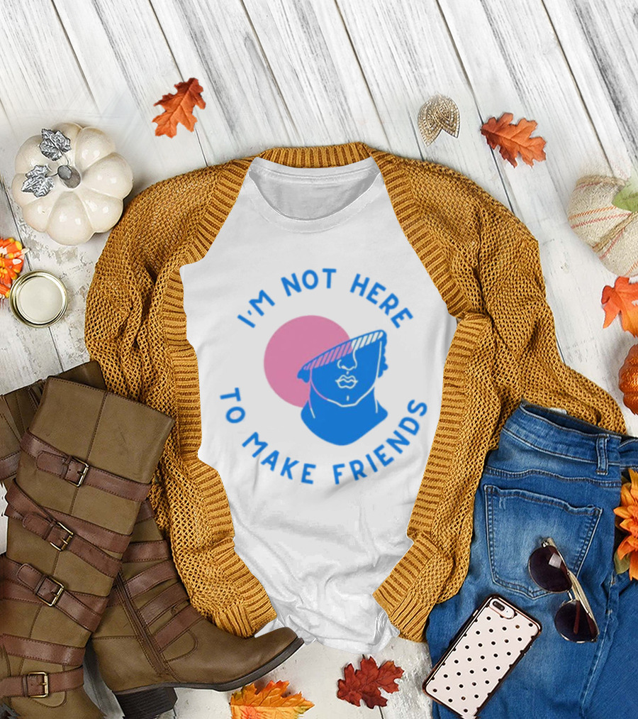 I’m Not Here To Make Friends Sam Smith Blue Pink Bust Sunglasses T-Shirt