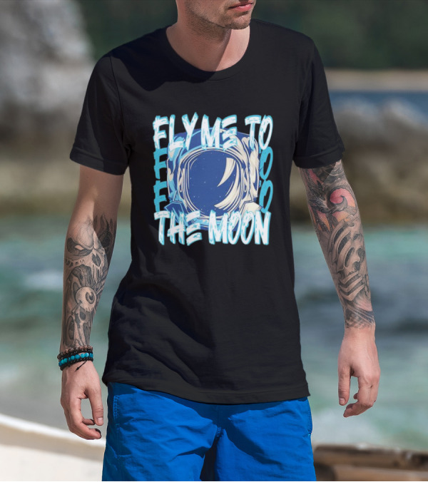 Fly Me To The Moon Astronaut Helmet Sky Stars T-Shirt