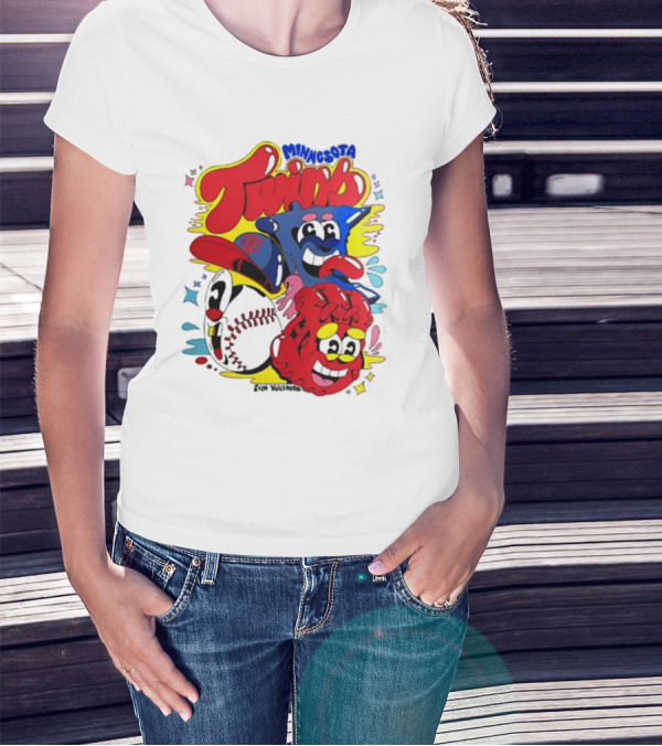Minnesota Twins Evan Weselmann Baseball Mascots T-Shirt