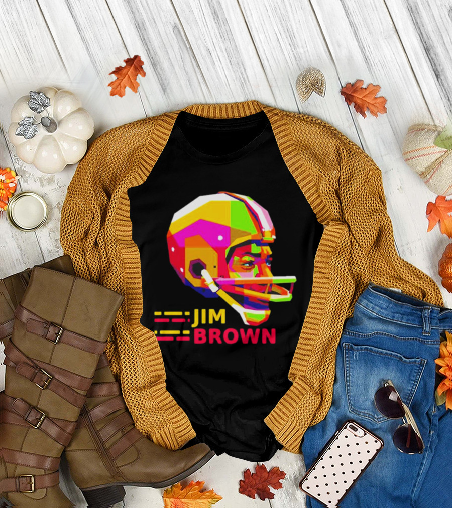 Jim Brown Vibrant Helmet Portrait Pop T-Shirt
