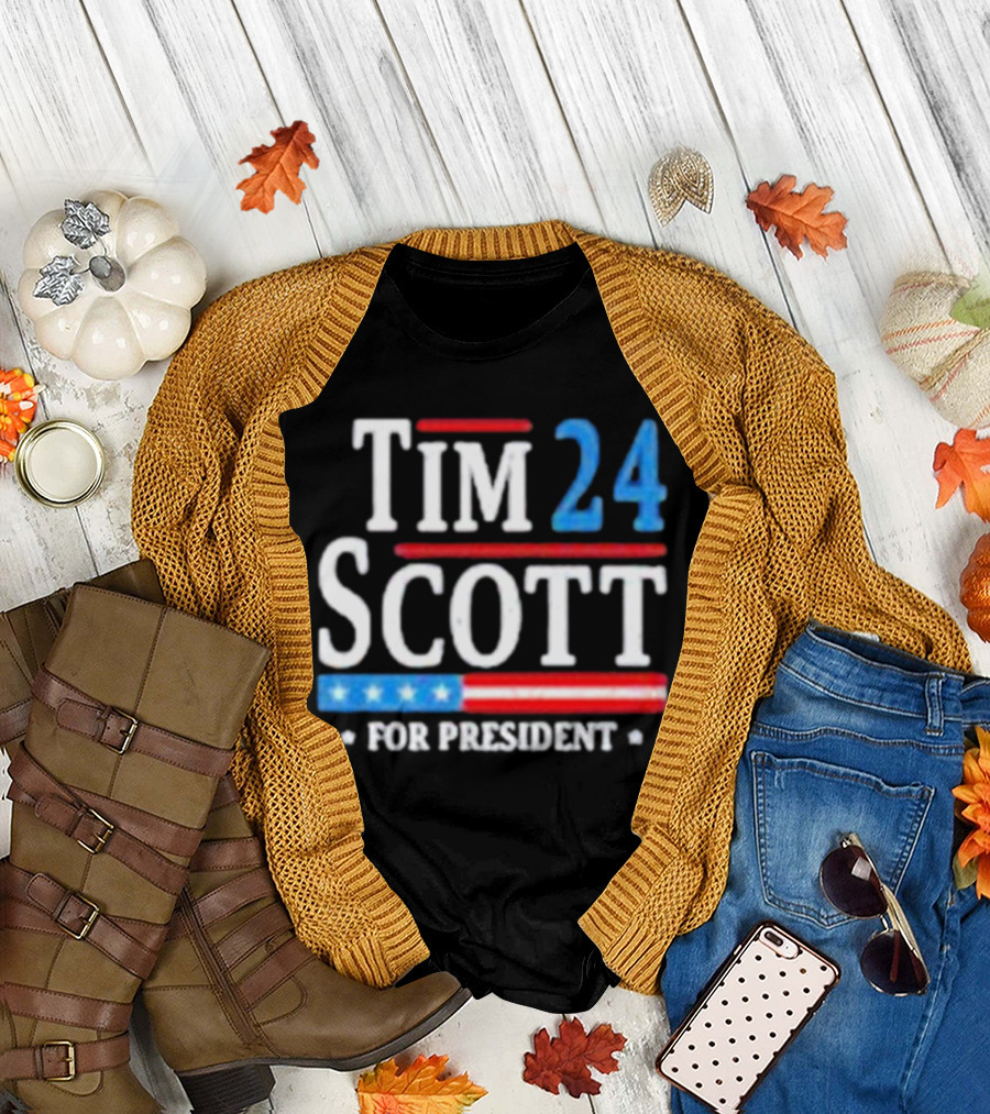 Tim Scott 2024 For President Election Campaign US Flag T-Shirt