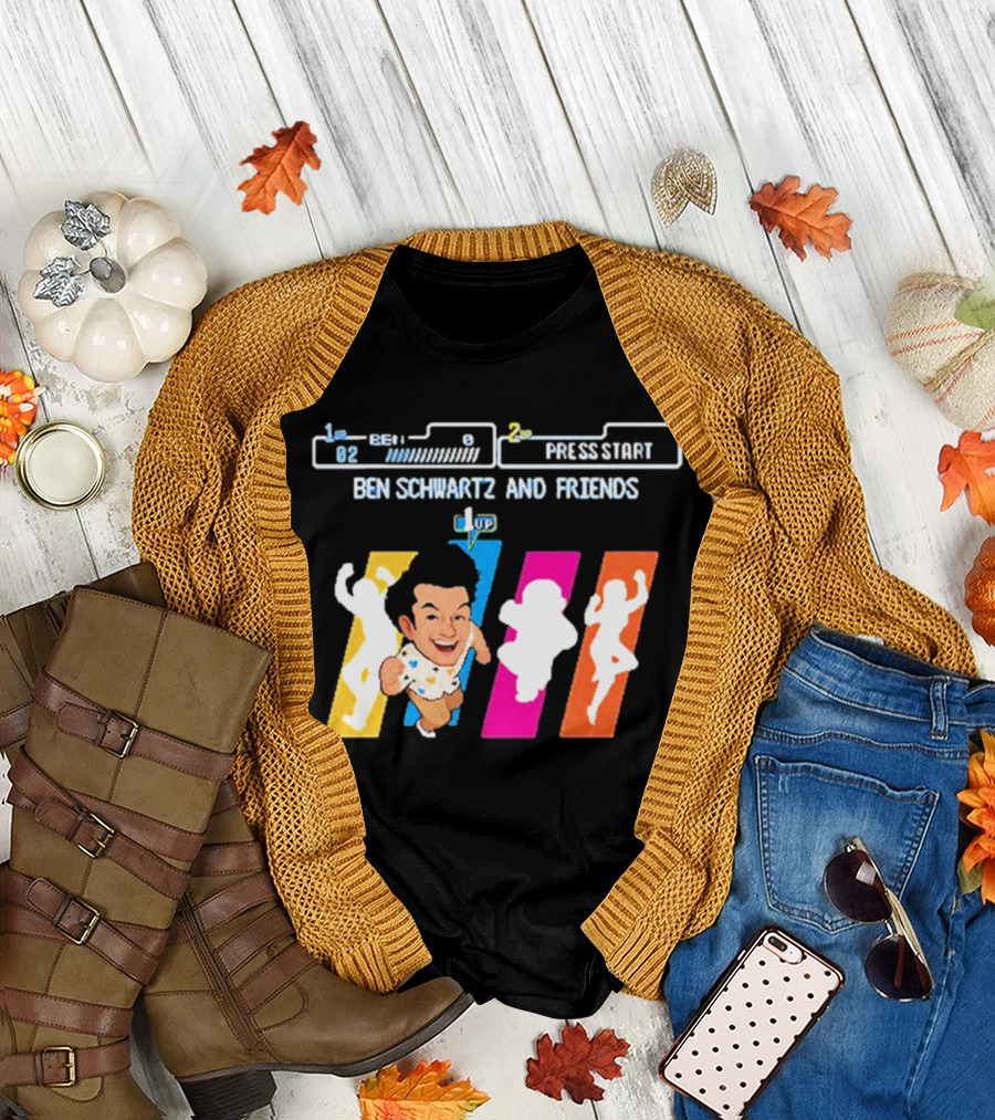 Ben Schwartz and Friends One Up Press Start Retro Gaming T-Shirt