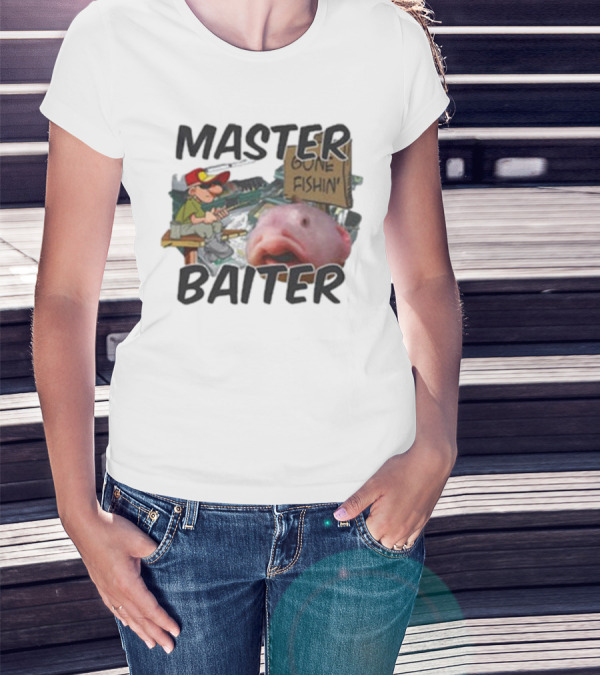 Master Baiter Gone Fishin' Fisherman With Big Fish T-Shirt