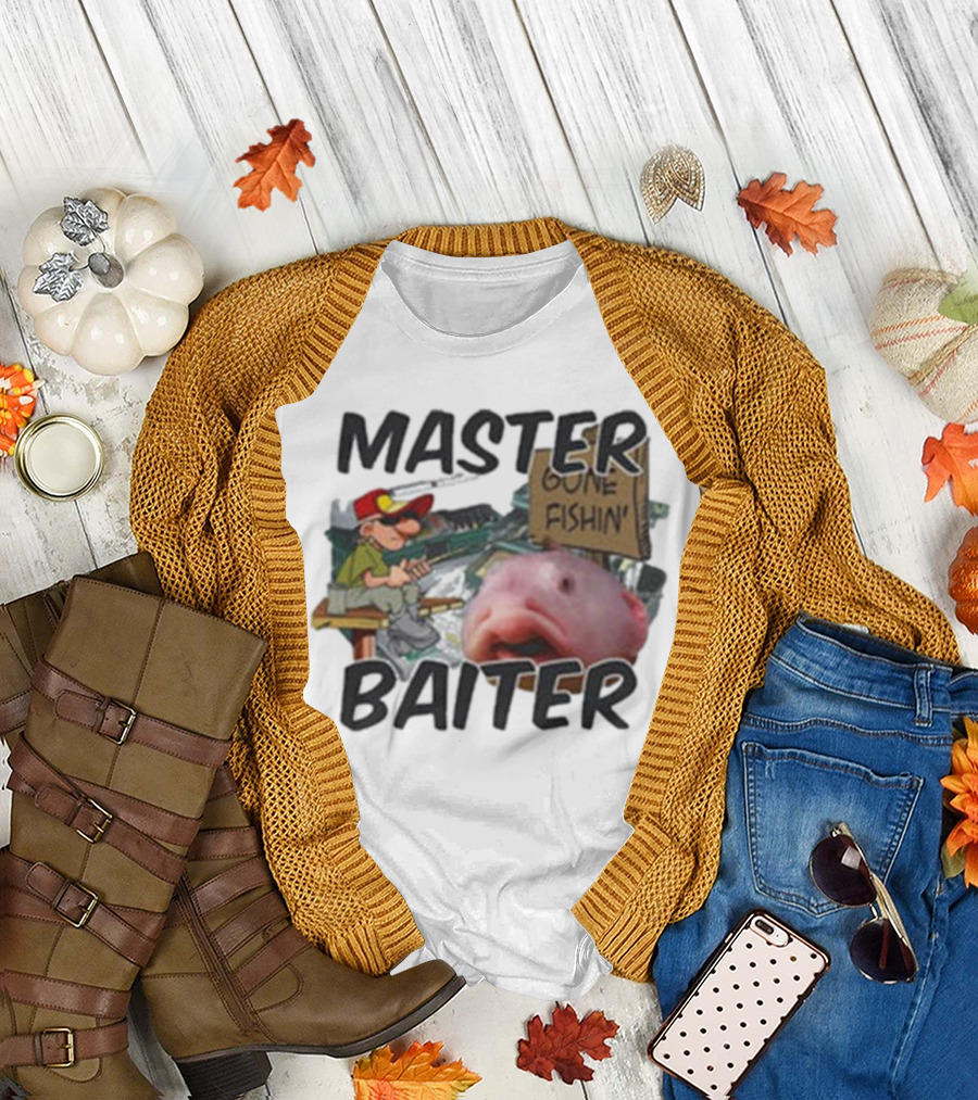 Master Baiter Gone Fishin' Fisherman With Big Fish T-Shirt