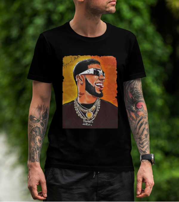 Anuel AA Vibrant Portrait With Signature And Chains T-Shirt